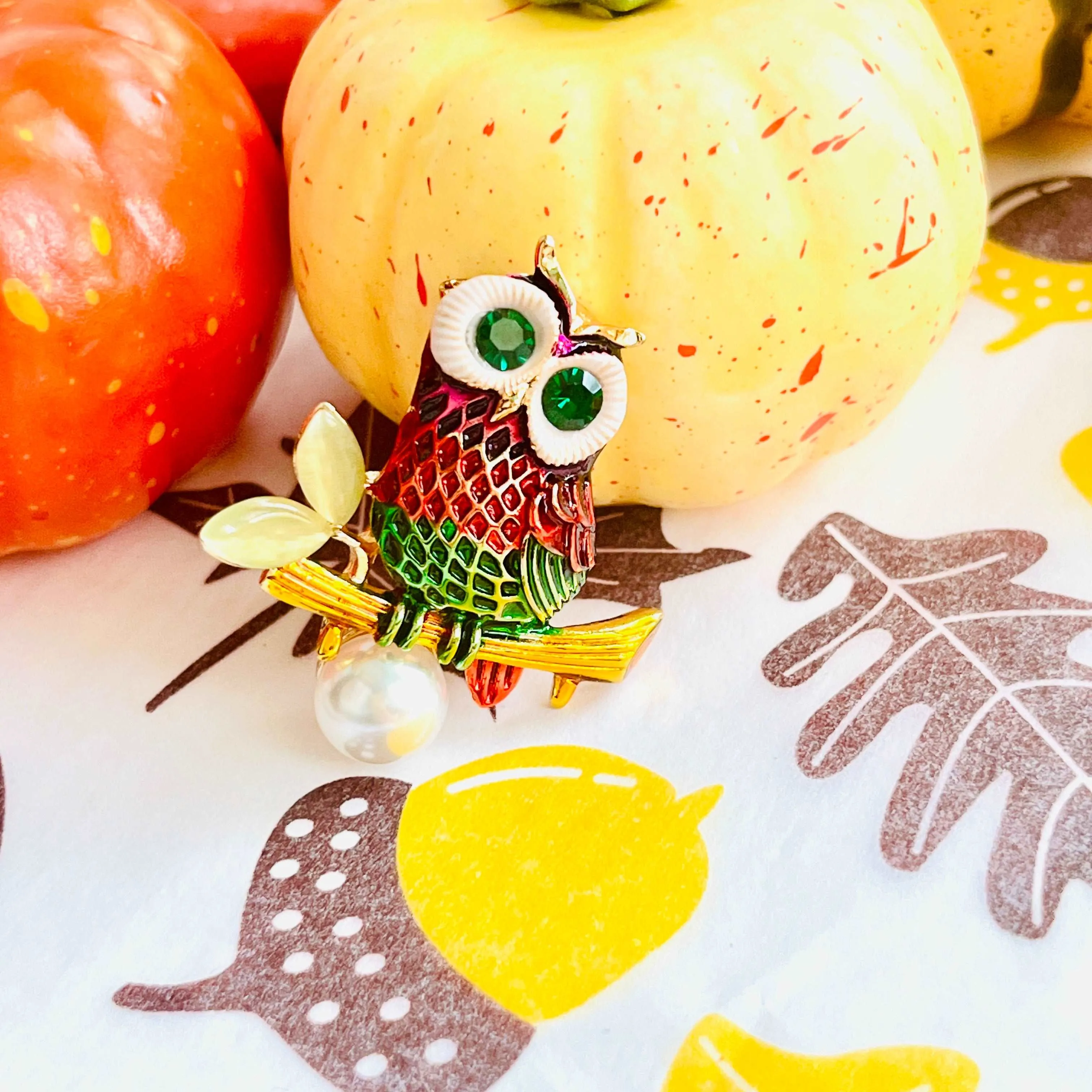 Colorful Owl Brooch
