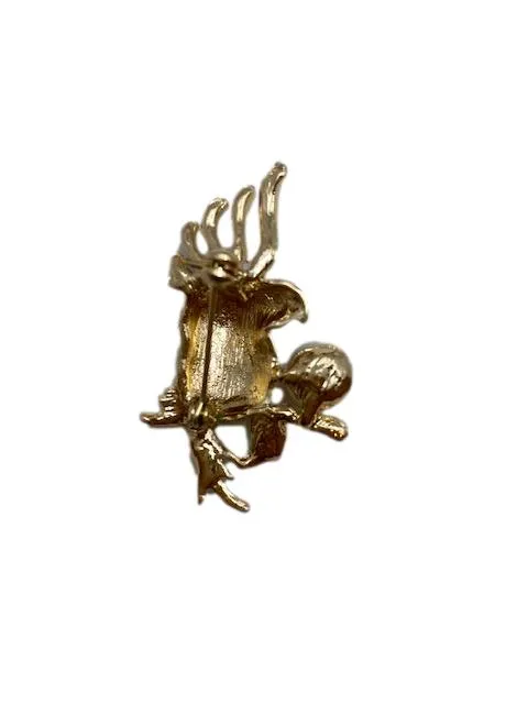Colorful Parrot and Pearl Lapel Pin