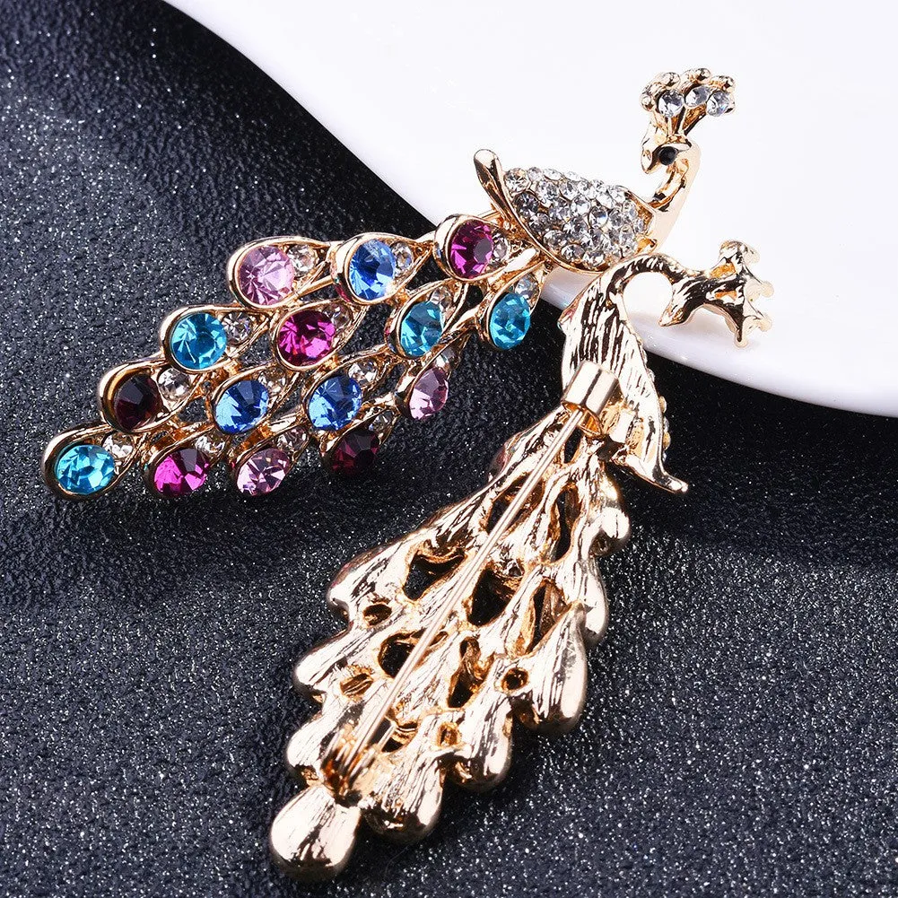 Colorful Peacock Brooch
