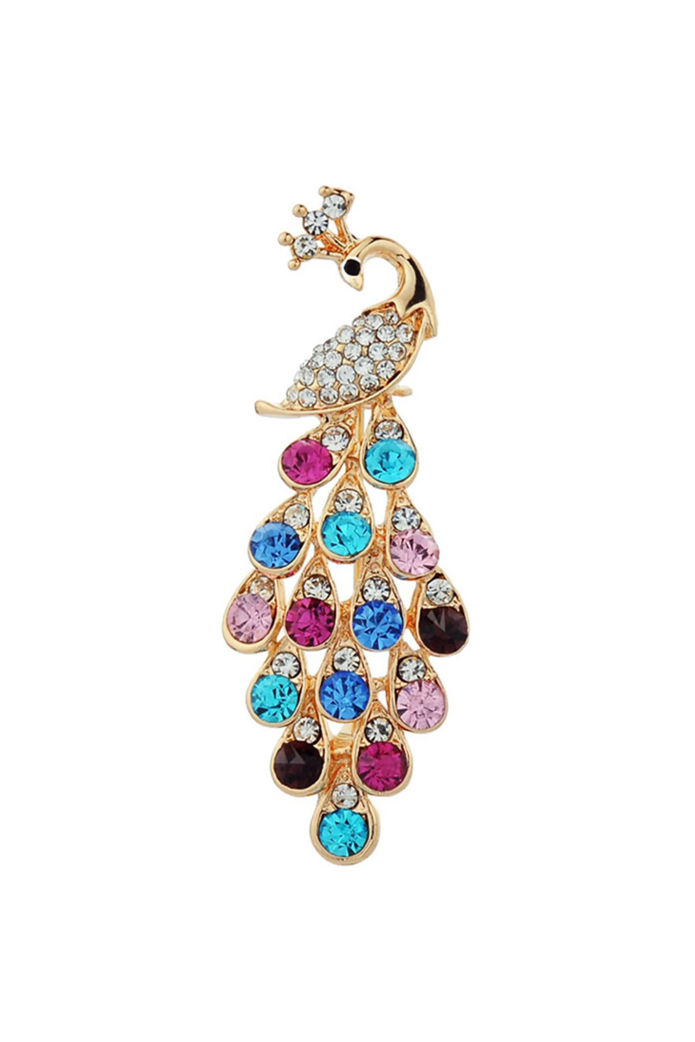 Colorful Peacock Brooch