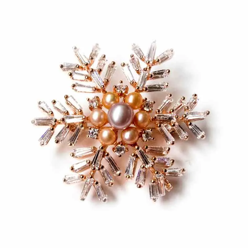 COLORFUL SNOWFLAKE PEARL BROOCH