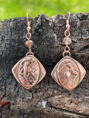 Copper Art Deco Lady Earrings