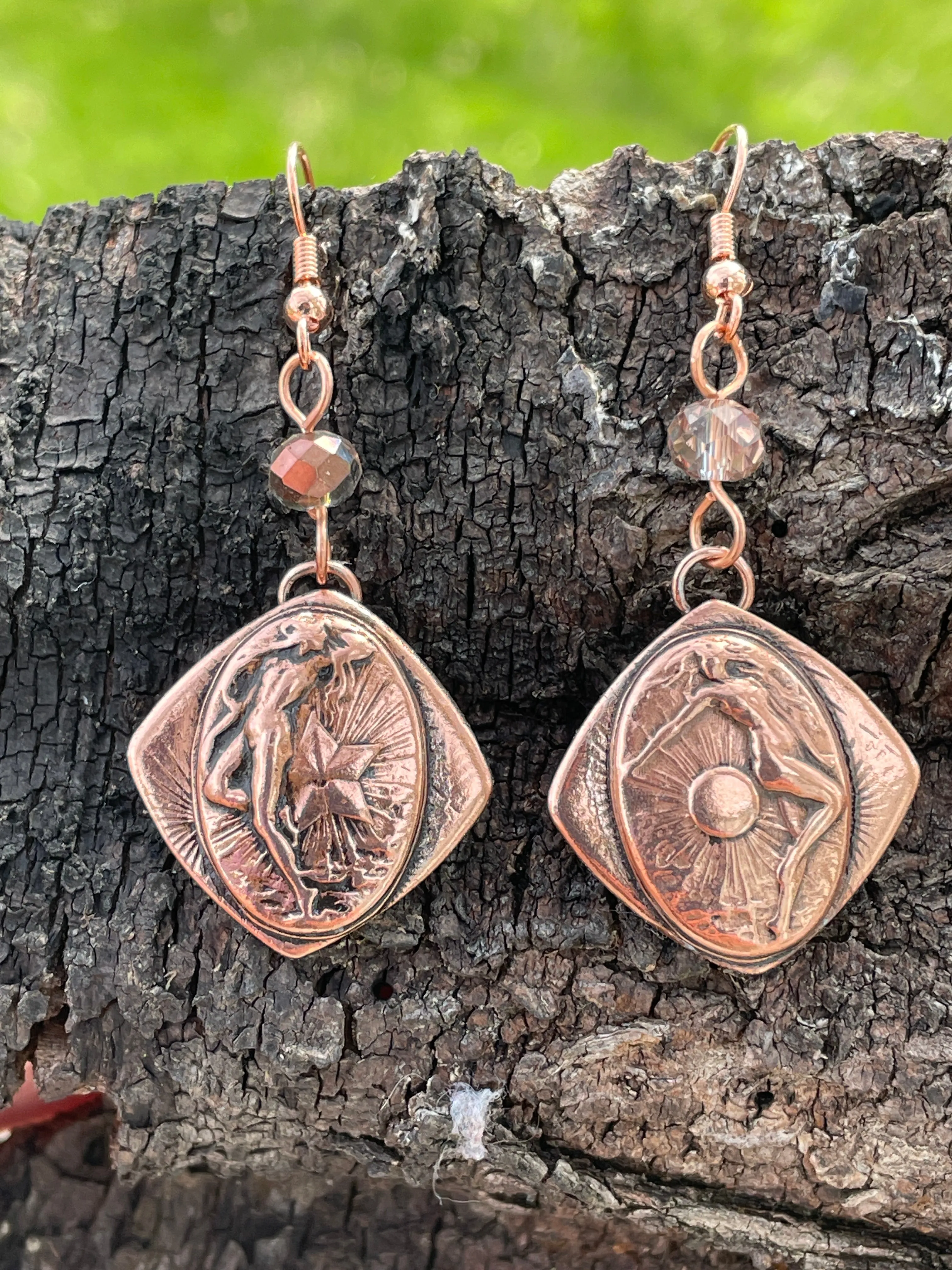 Copper Art Deco Lady Earrings