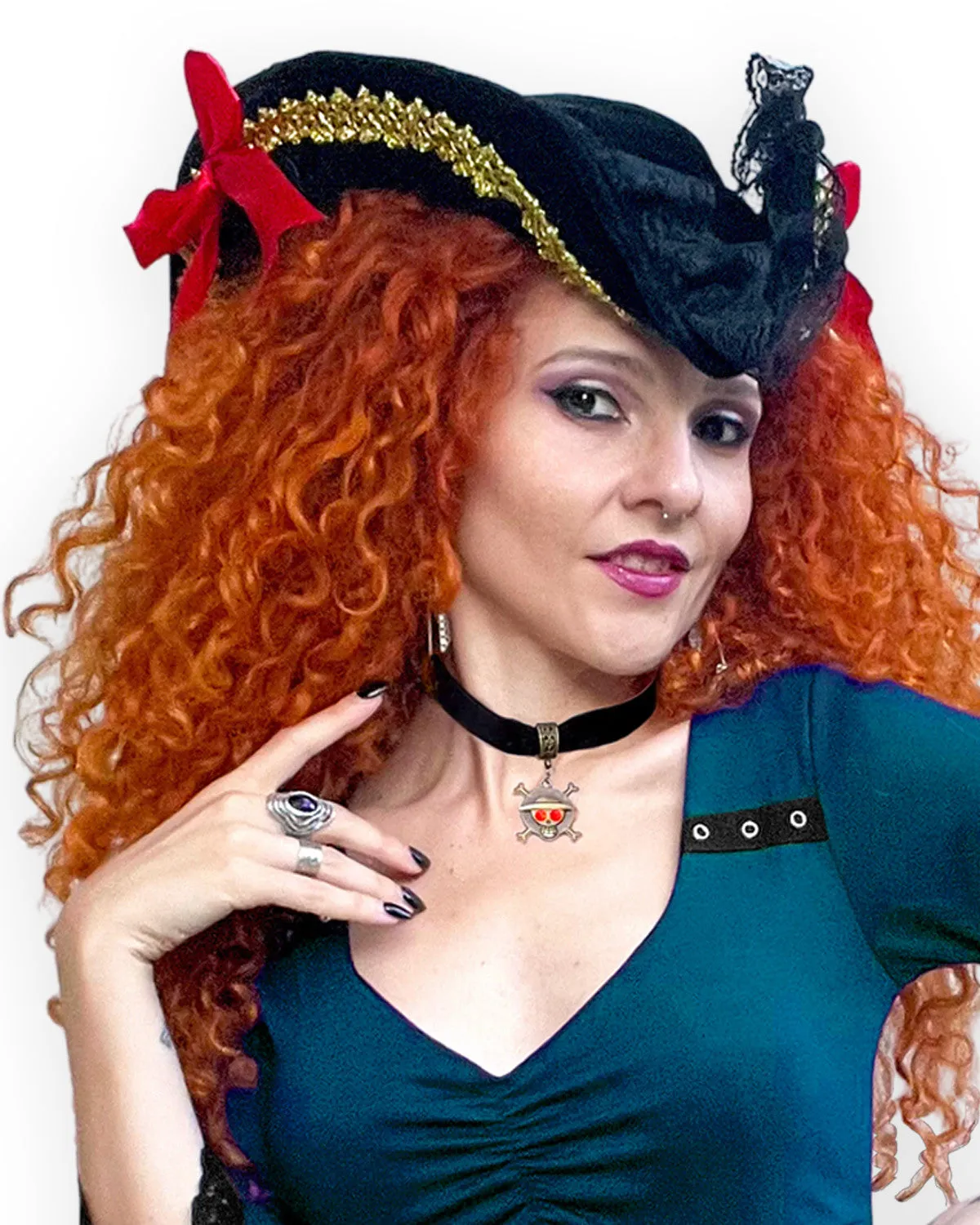 Corsair Pirate Costume with Elektra Top, Dark Teal