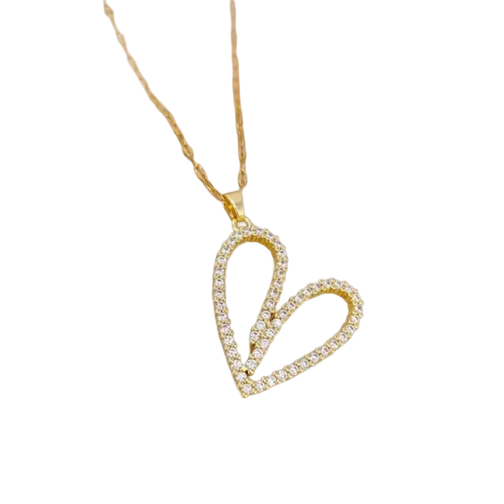 Creative Hollow Heart Stainless Steel Pendant Necklace