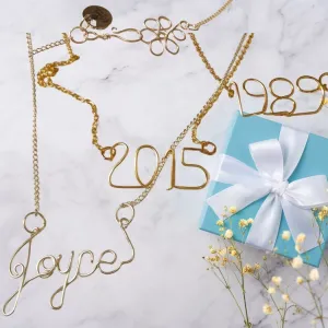 Custom Wire Name Necklace, Initial or Year