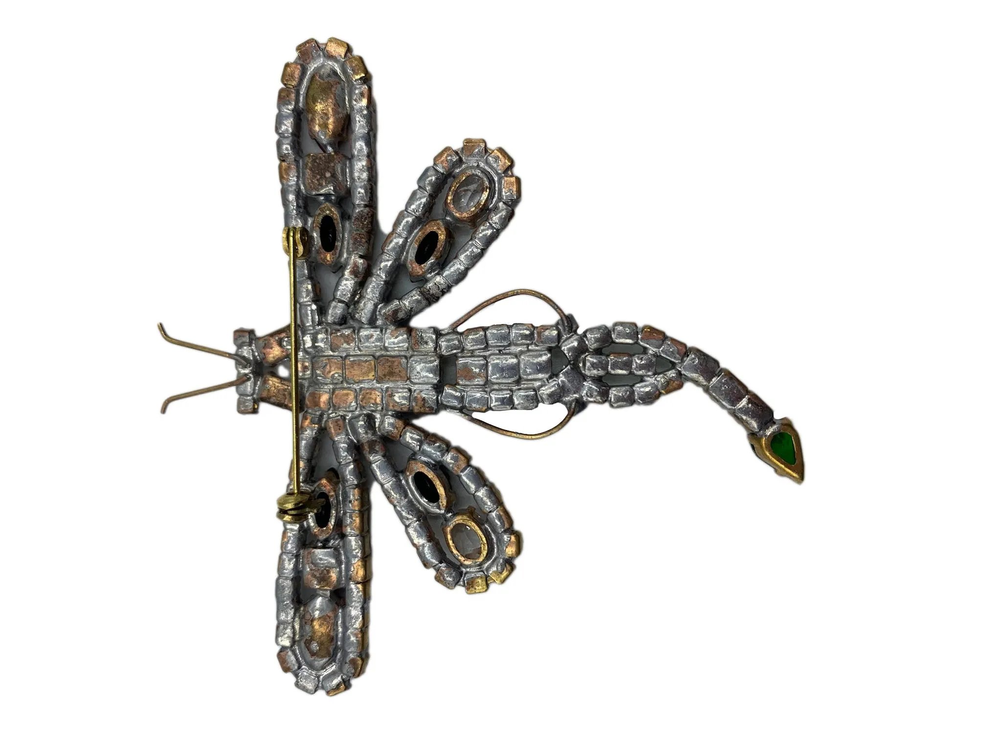 Czech Dragonfly Old Rhinestone Brooch