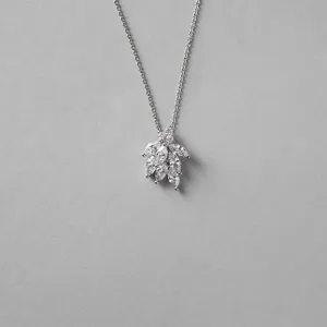 Dainty CZ Leaf Cluster Pendant Necklace