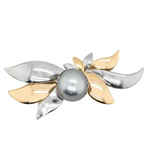 Deja Vu 18ct Yellow & White Gold South Sea Grey Pearl Brooch