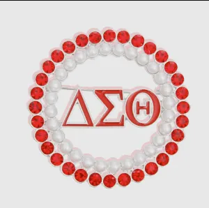 Delta Sigma Theta Inspired Brooch Round Pin