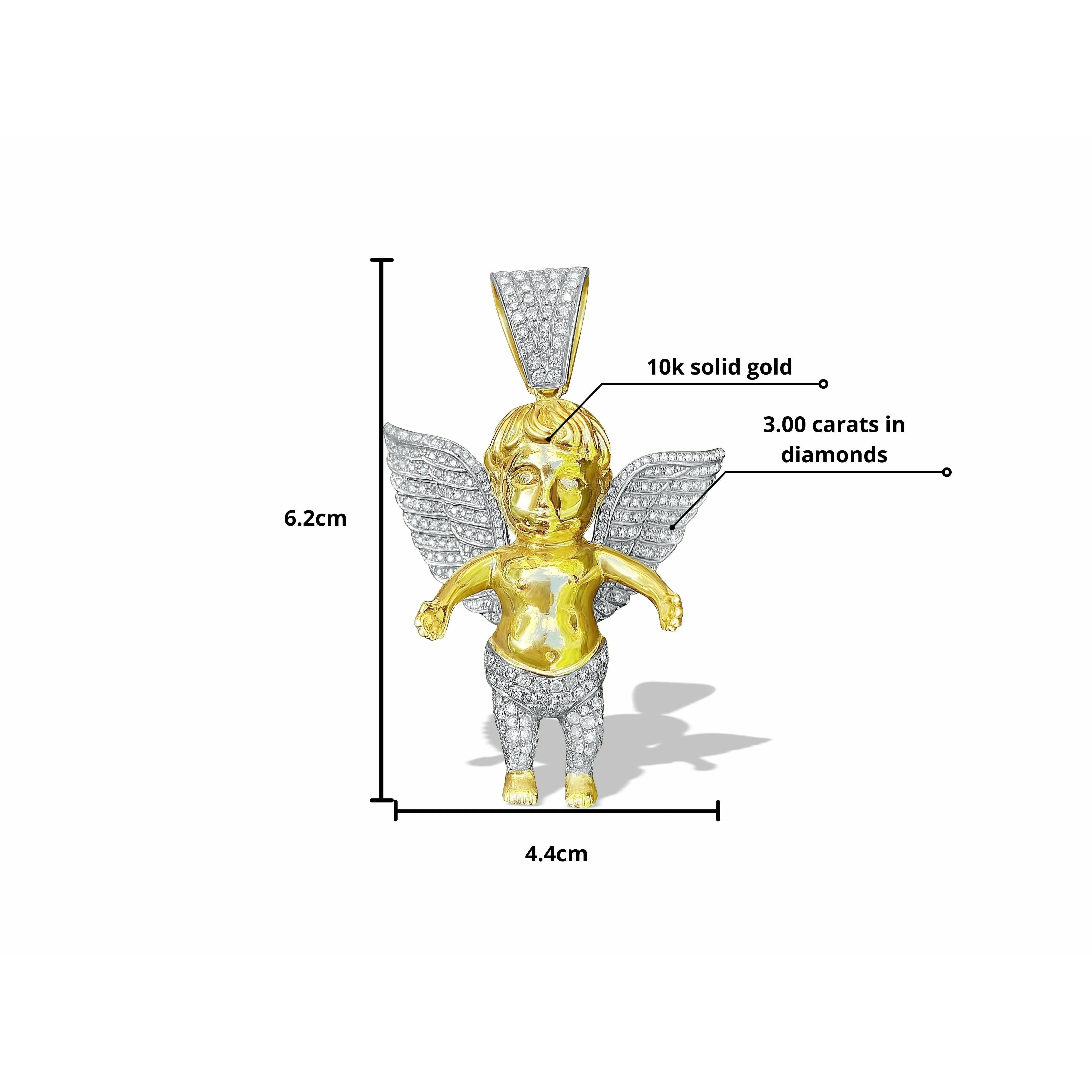 Diamond 10K Gold Cherub Angel Rosary Pendant