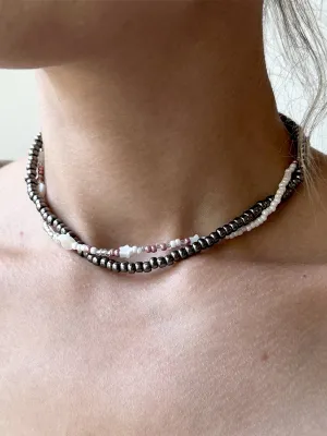 Double grey choker