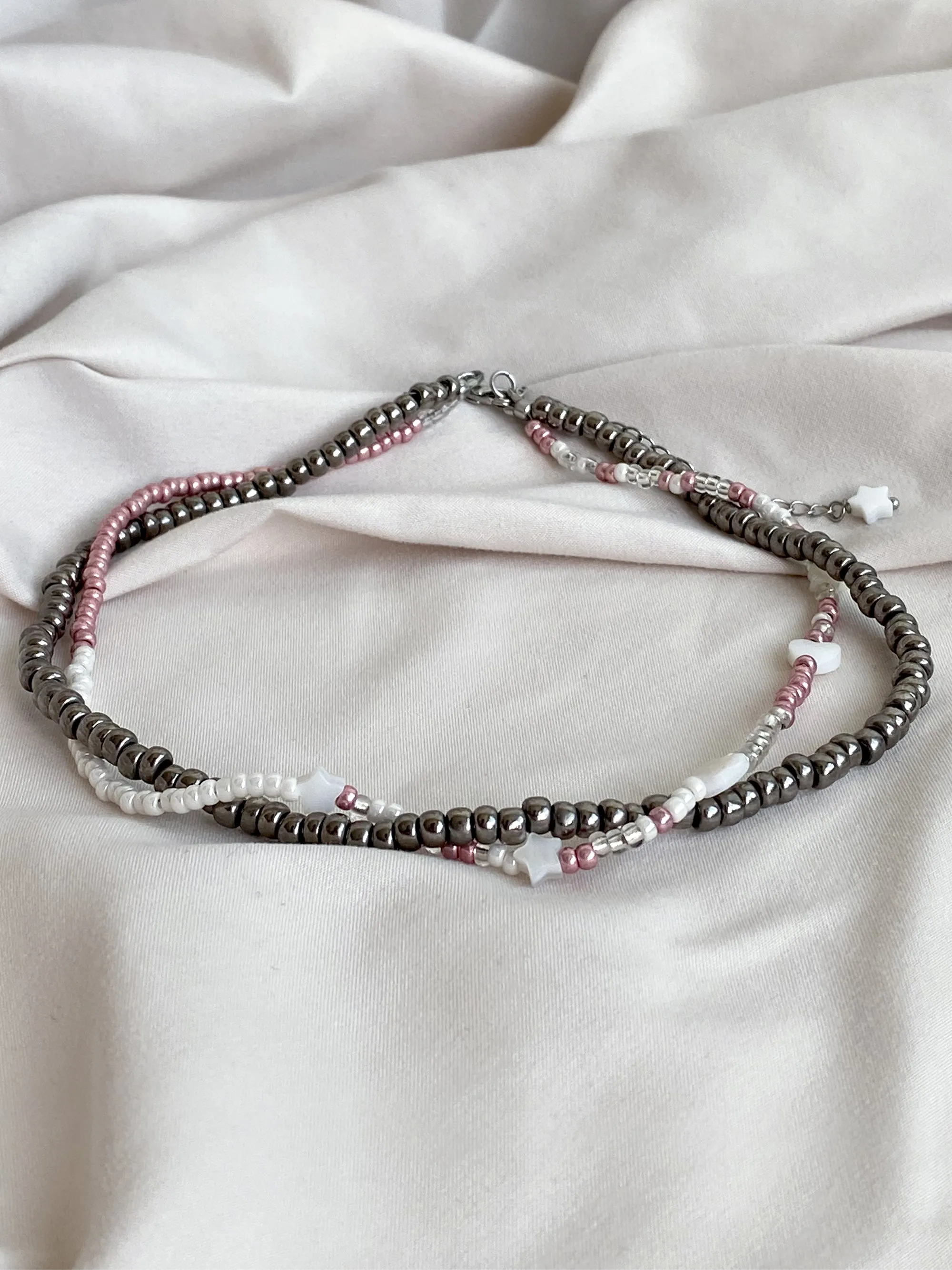 Double grey choker