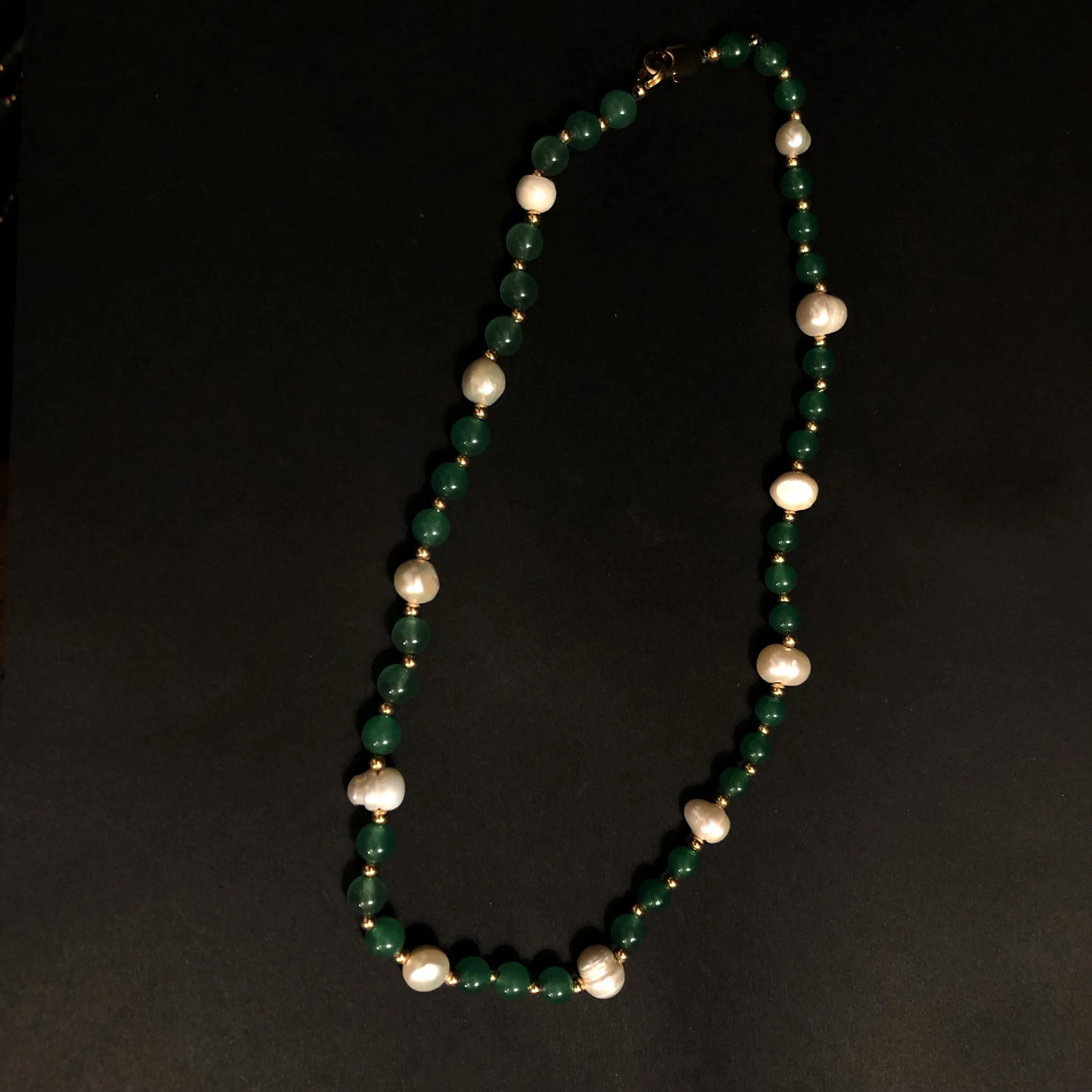Dove Handmade Jade   Pearl Necklace