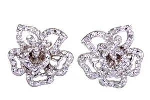 E7111 Blushing Rose Rhodium Plated Swarovski Crystal Elements Earrings