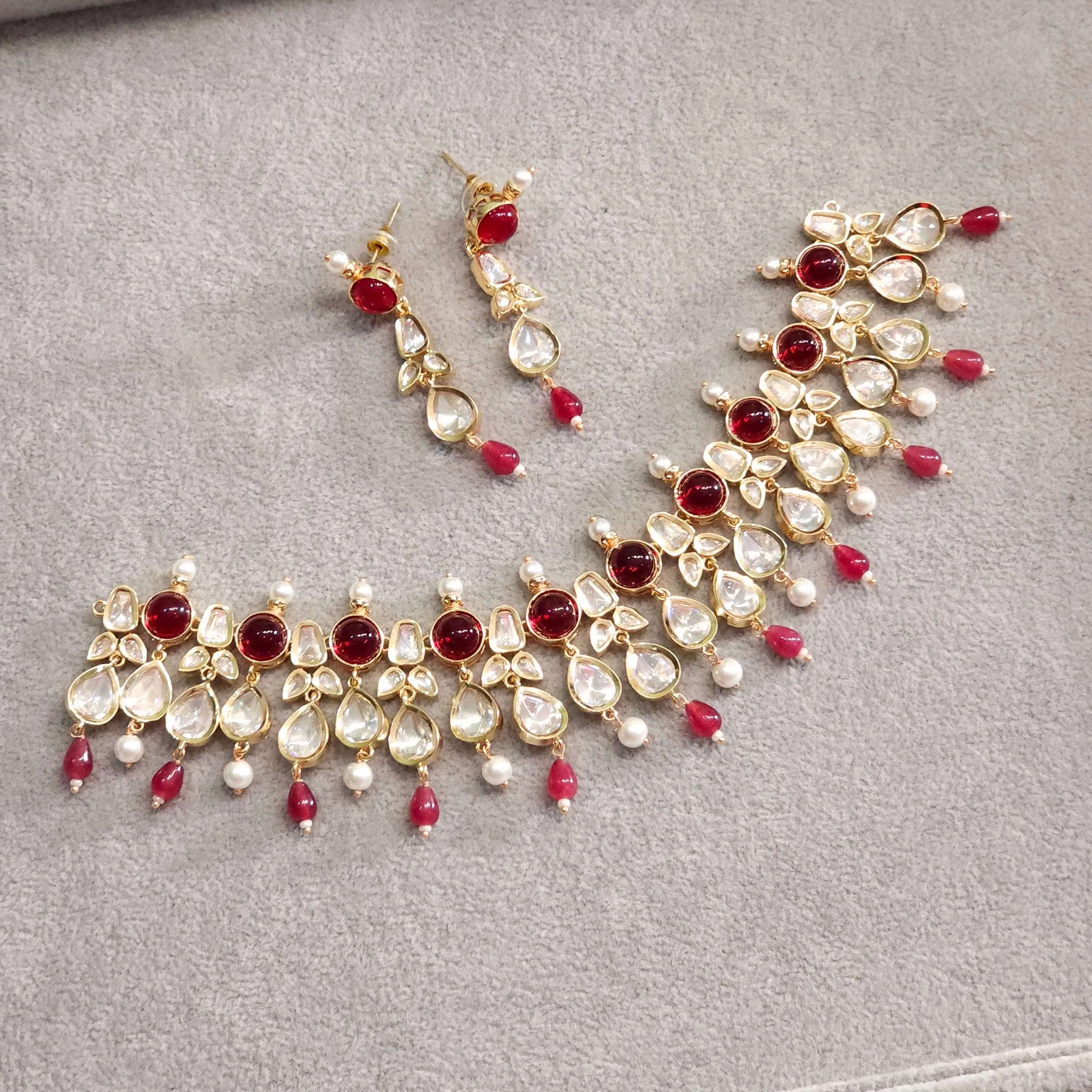 Elaya Moissanite Polki Bridal Choker Necklace Set