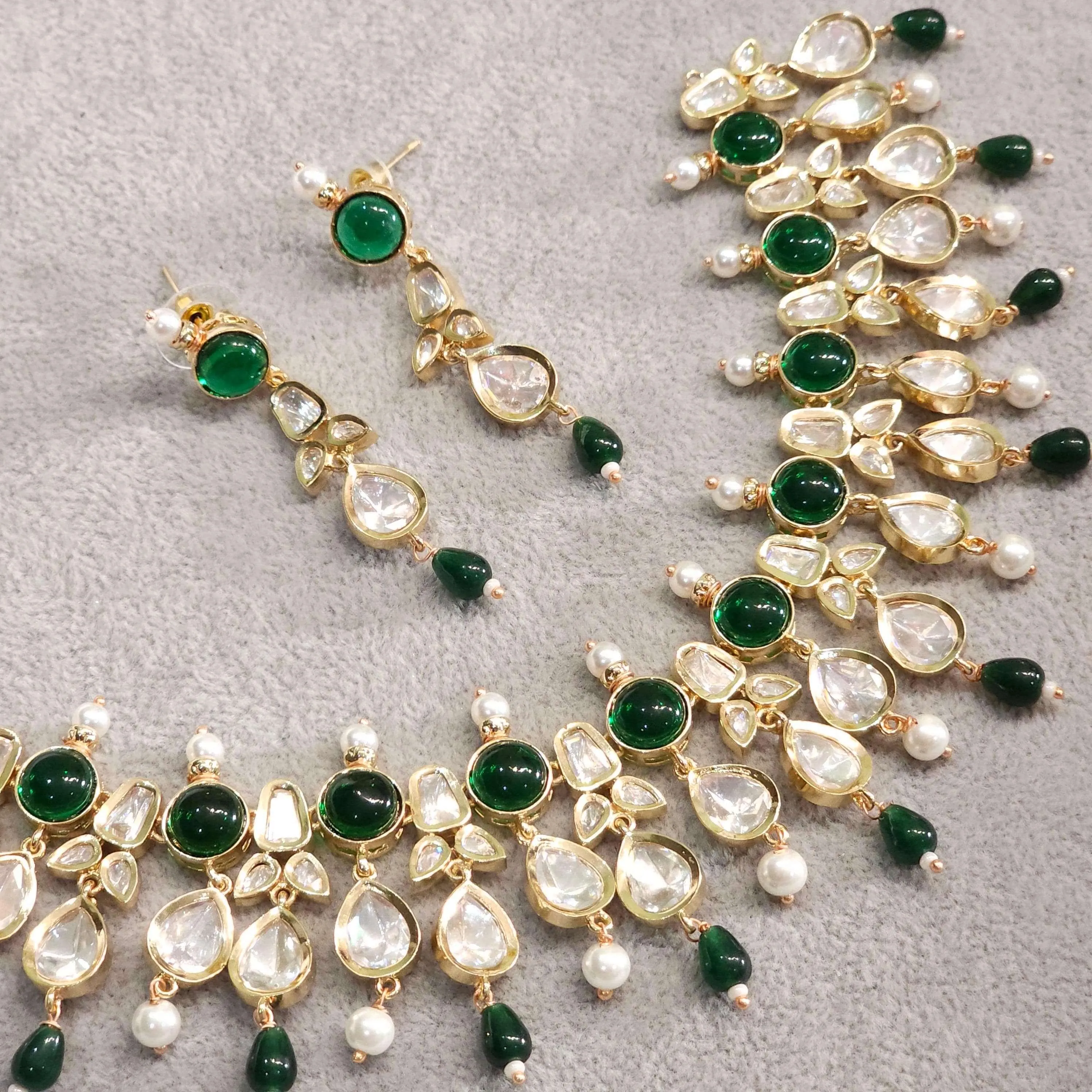 Elaya Moissanite Polki Bridal Choker Necklace Set