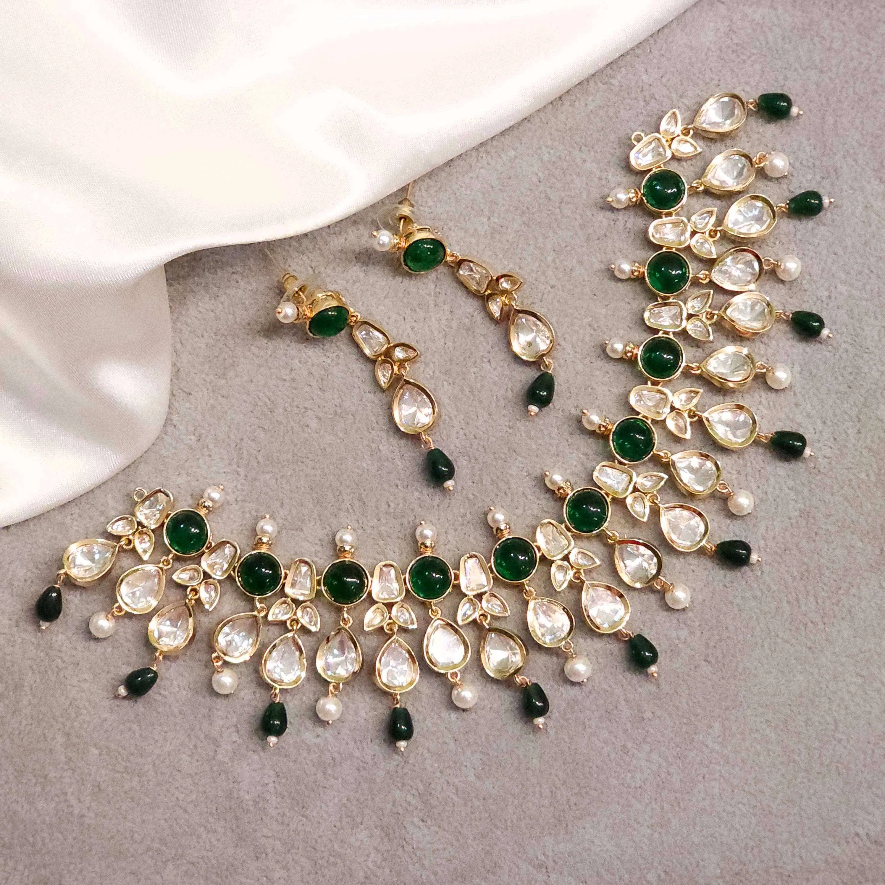 Elaya Moissanite Polki Bridal Choker Necklace Set
