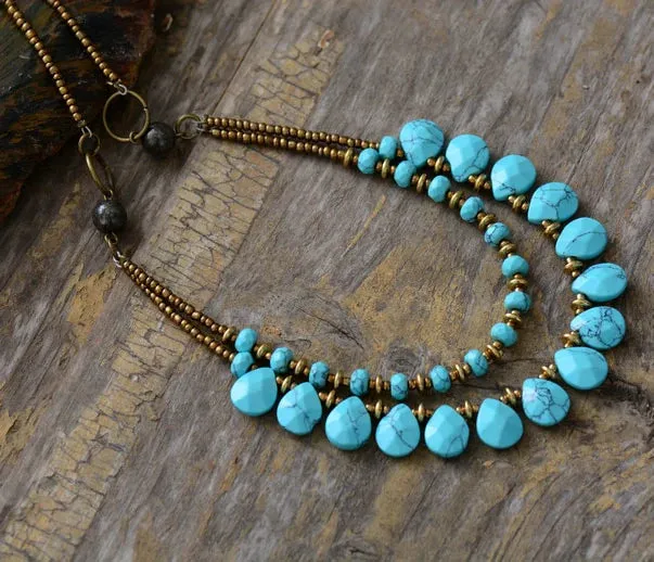 Elegant Handmade Turquoise Choker Necklace | Bohemian Ethnic Style