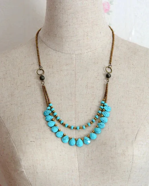 Elegant Handmade Turquoise Choker Necklace | Bohemian Ethnic Style