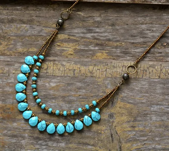 Elegant Handmade Turquoise Choker Necklace | Bohemian Ethnic Style