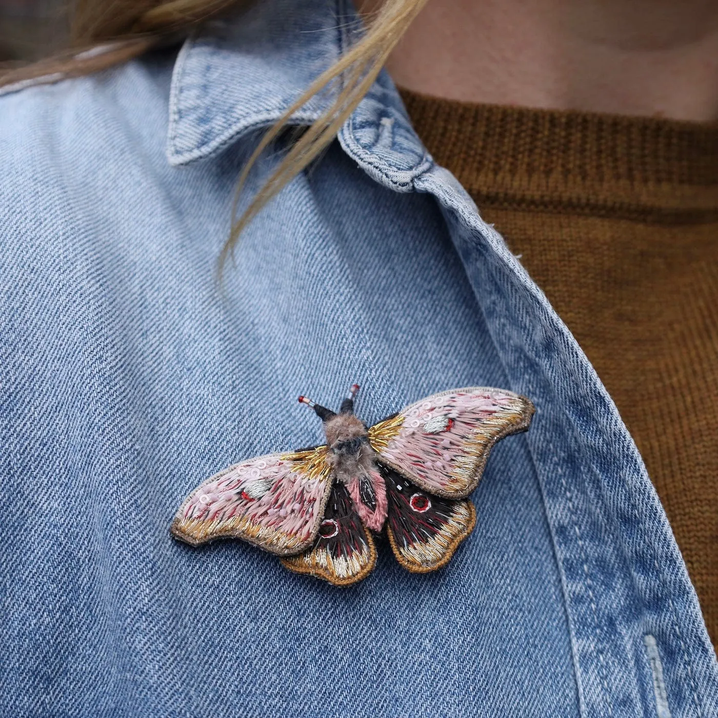 Emperor Mopane Moth Brooch Pin