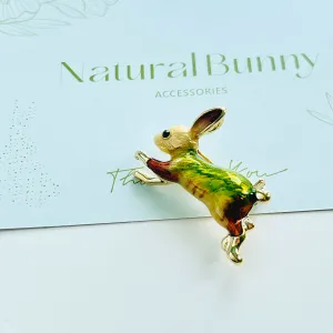 Enamel Colorful Running Rabbit Brooch