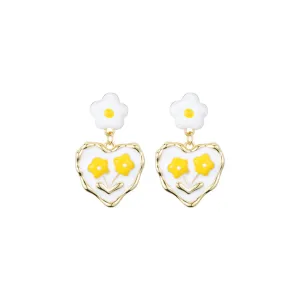 Floral Egg White Earrings