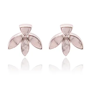 Floral Escape White Magnesite Stud Earrings