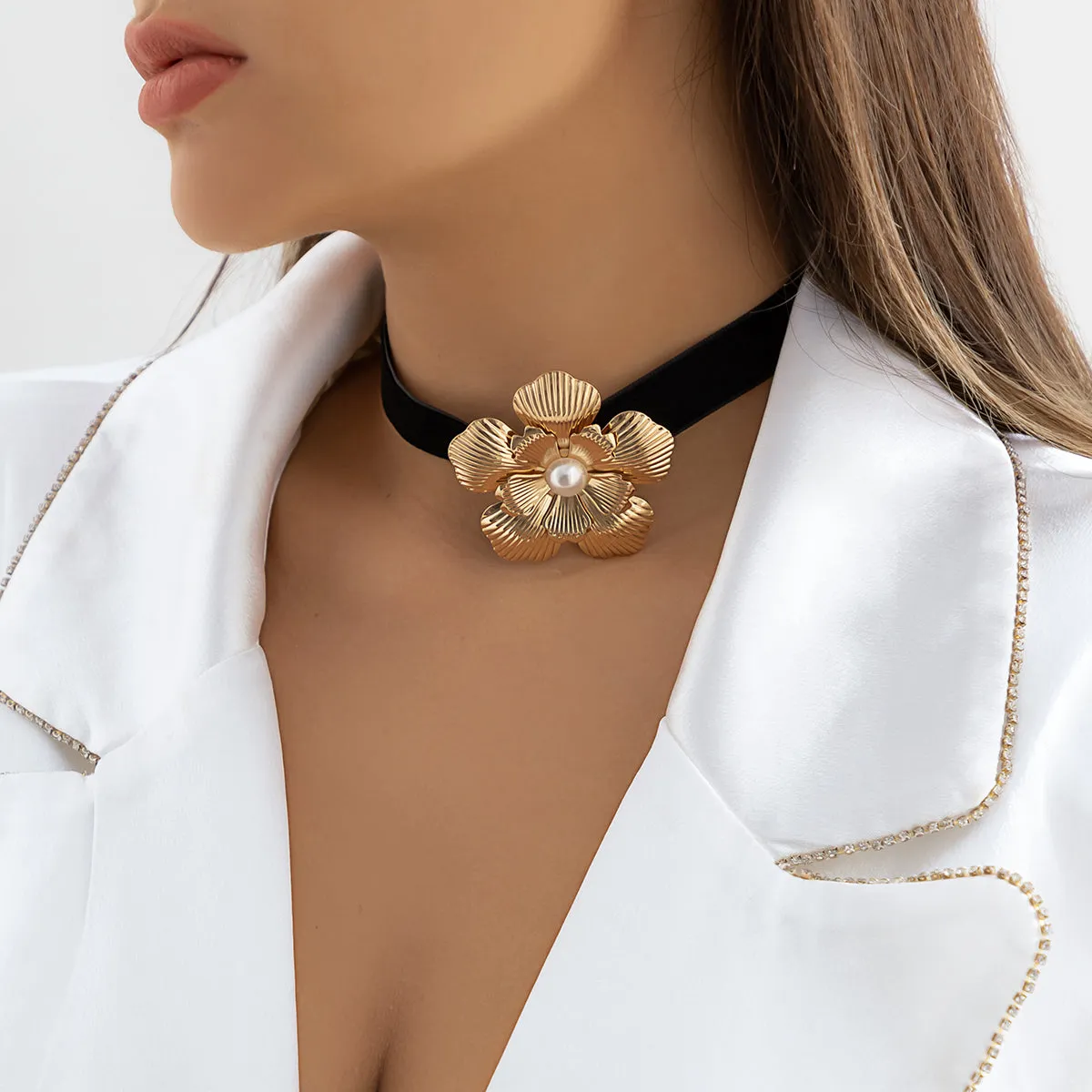 Flytonn-Vanessa Velvet Rose Flower Choker Necklace
