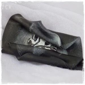 Folded Black Polymer Clay Brooch