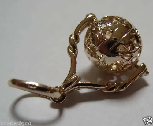 Genuine 9ct 9kt Yellow, Rose Or White Gold 12mm Filigree Ball Spinner Pendant