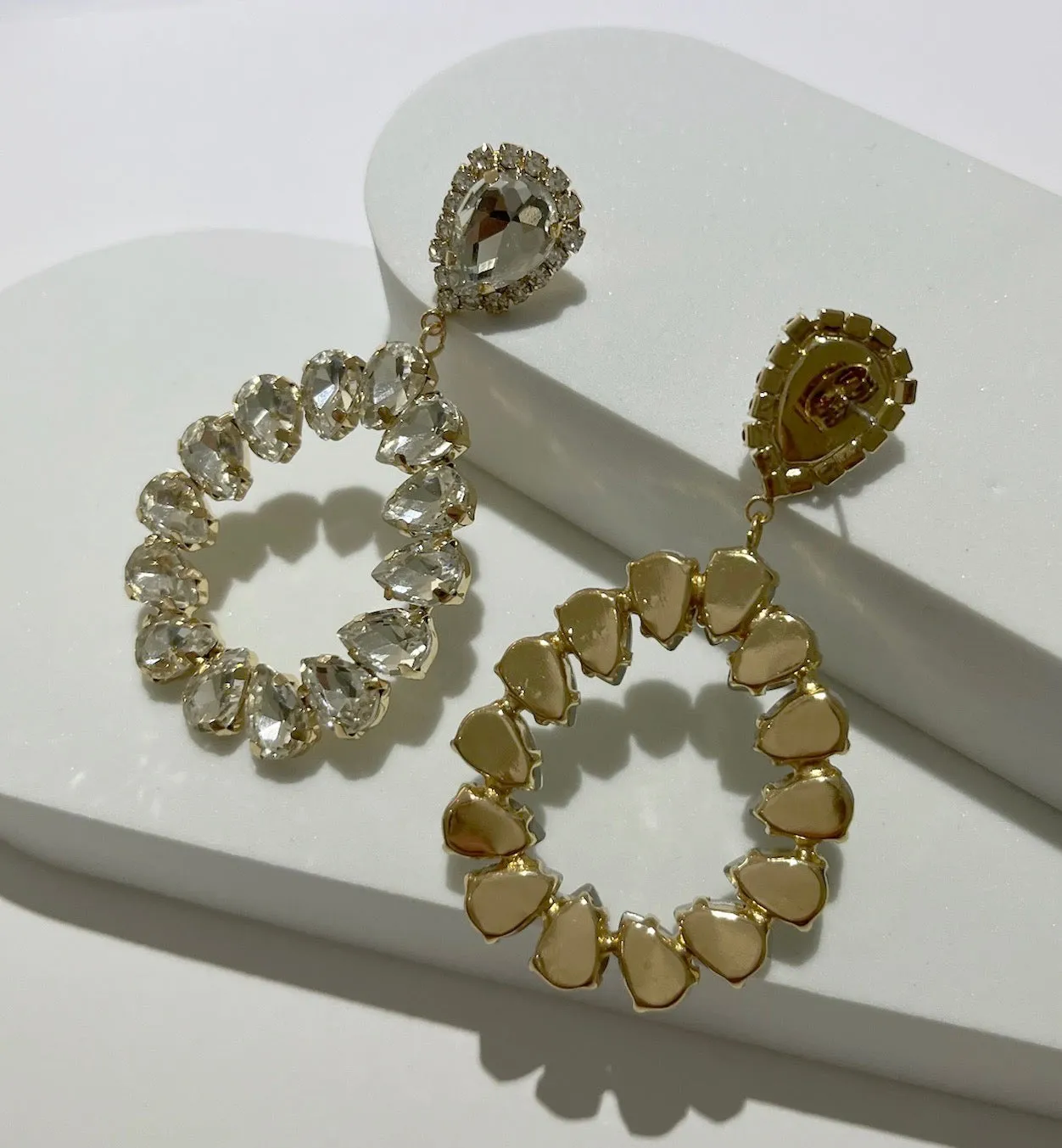 Glow For You Gold Teardrop Rhinestone Earrings