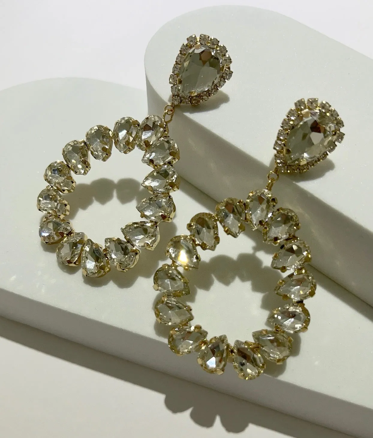 Glow For You Gold Teardrop Rhinestone Earrings