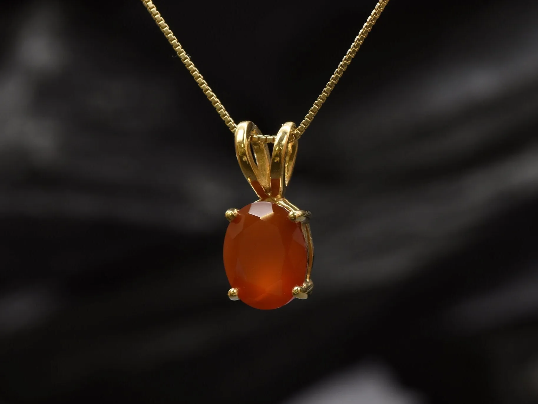 Gold Carnelian Pendant - Natural Carnelian Necklace, Gold Oval Pendant