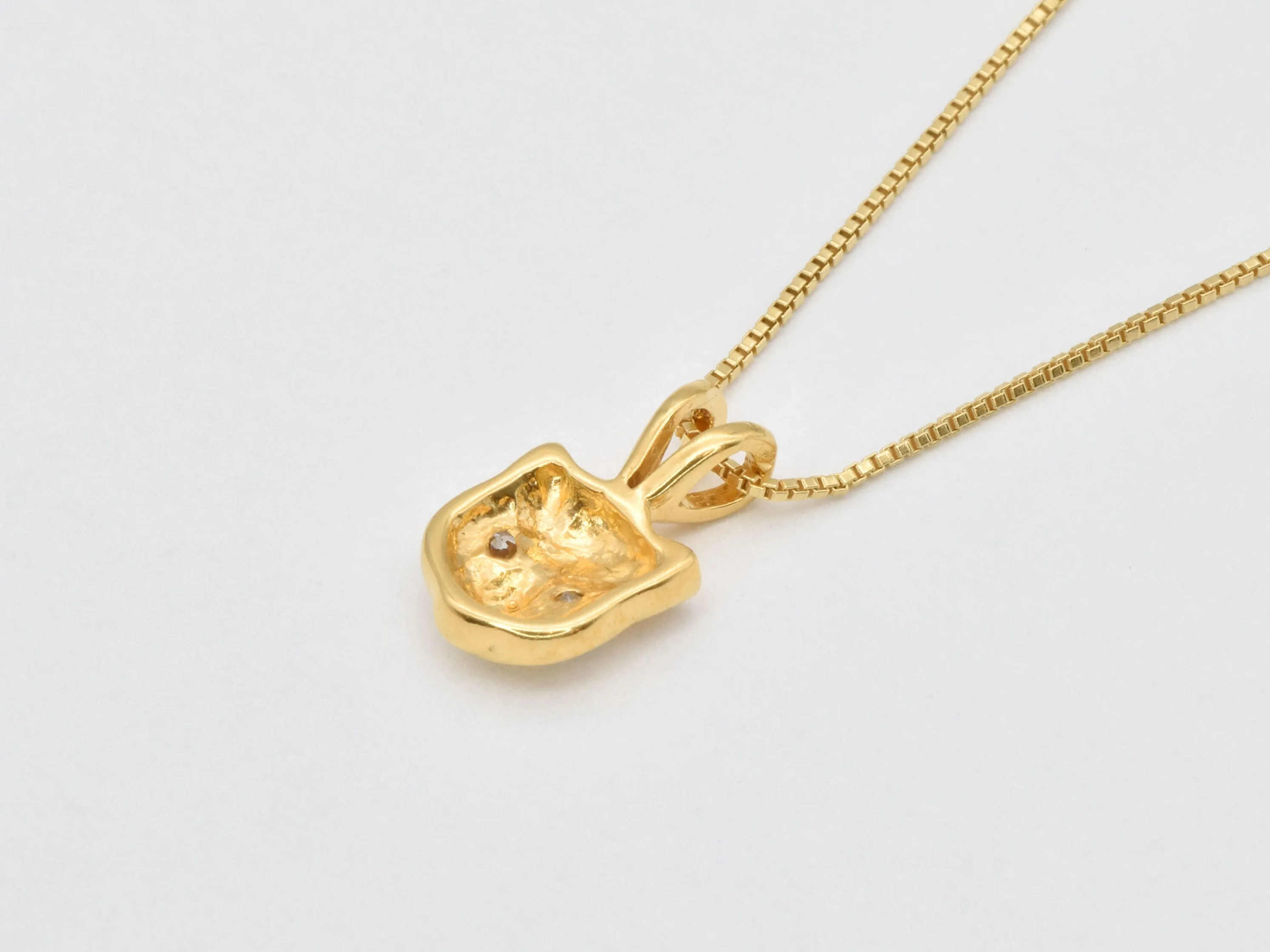 Gold Cat Diamond Pendant - CZ Cat Lover Necklace, Diamond Eye Pendant