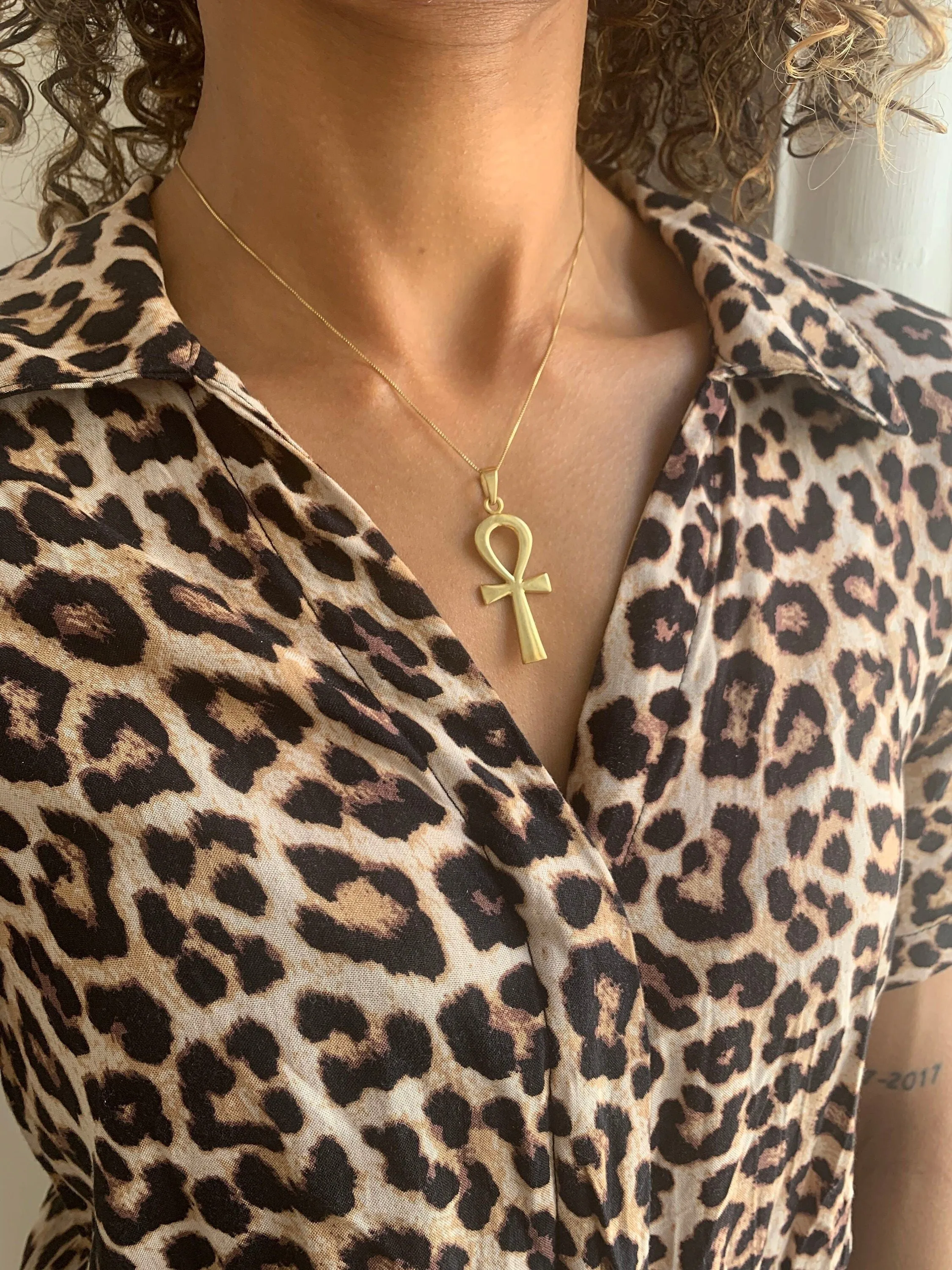 Gold Cross Pendant - Ankh Pendant, Egyptian Cross Pendant