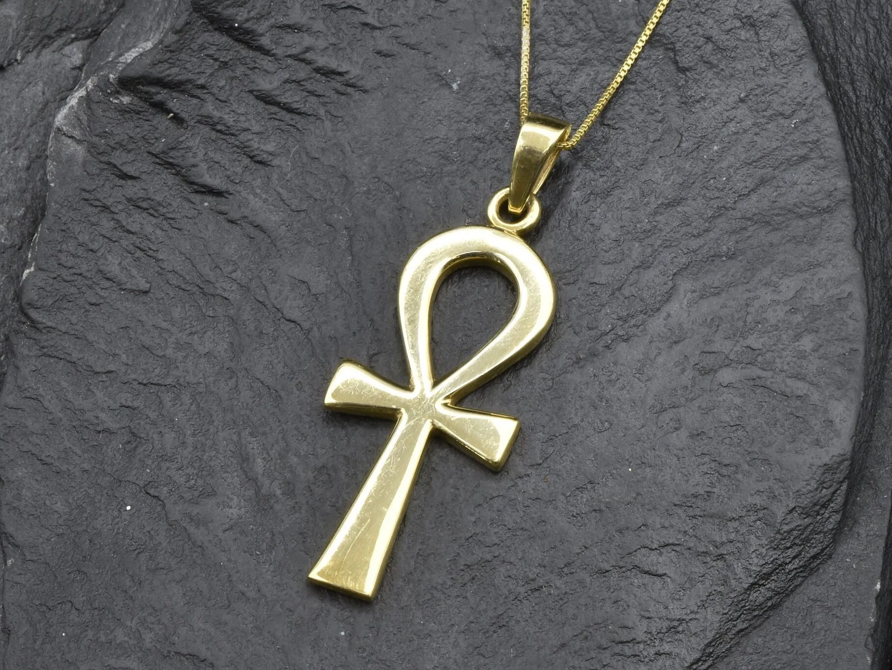 Gold Cross Pendant - Ankh Pendant, Egyptian Cross Pendant