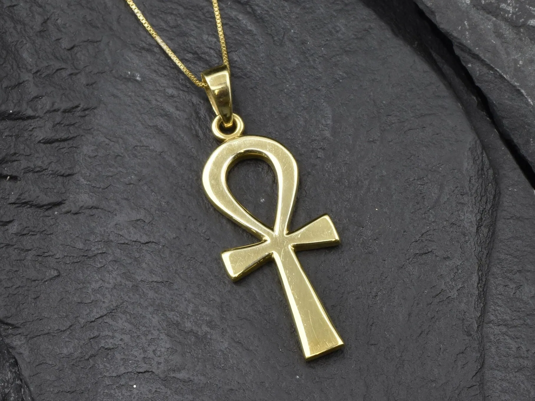 Gold Cross Pendant - Ankh Pendant, Egyptian Cross Pendant