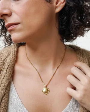 Gold Ethnic Disc Coin Pendant Necklace