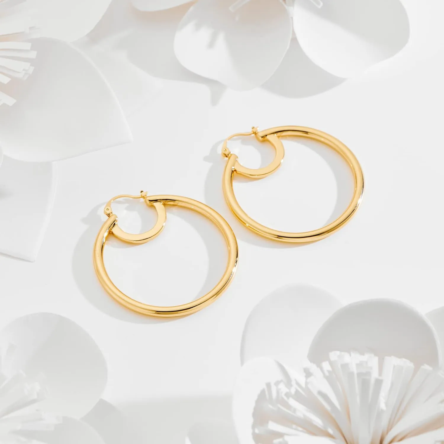 Gold Hoop Earrings for Women 18K Gold Plated Knot Hoop Earrings Statement Lightweight Thick Trendy Small Gold Open Hoops Fashion Jewelry