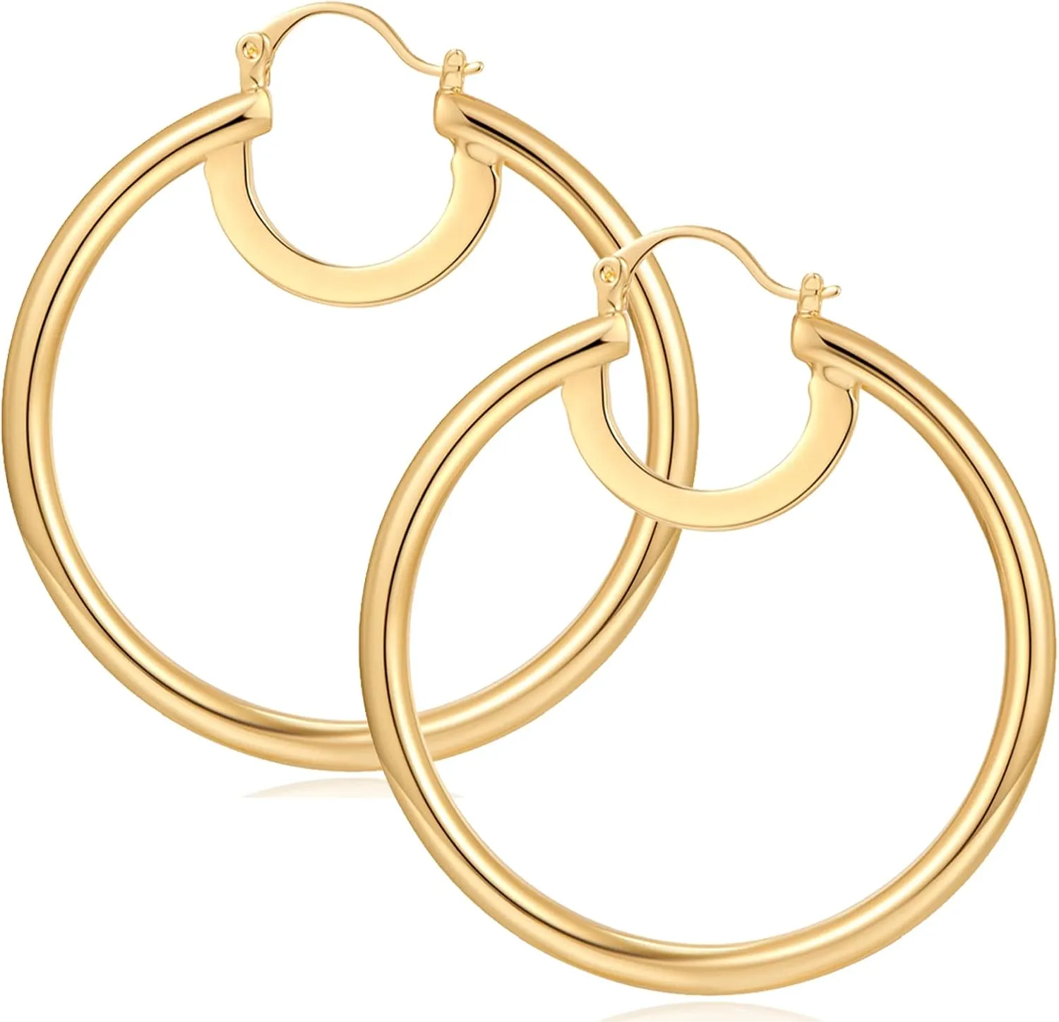 Gold Hoop Earrings for Women 18K Gold Plated Knot Hoop Earrings Statement Lightweight Thick Trendy Small Gold Open Hoops Fashion Jewelry