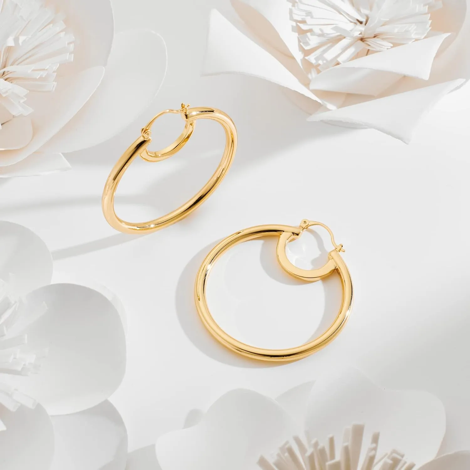 Gold Hoop Earrings for Women 18K Gold Plated Knot Hoop Earrings Statement Lightweight Thick Trendy Small Gold Open Hoops Fashion Jewelry