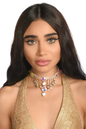 Gold Iridescent Gem Necklace