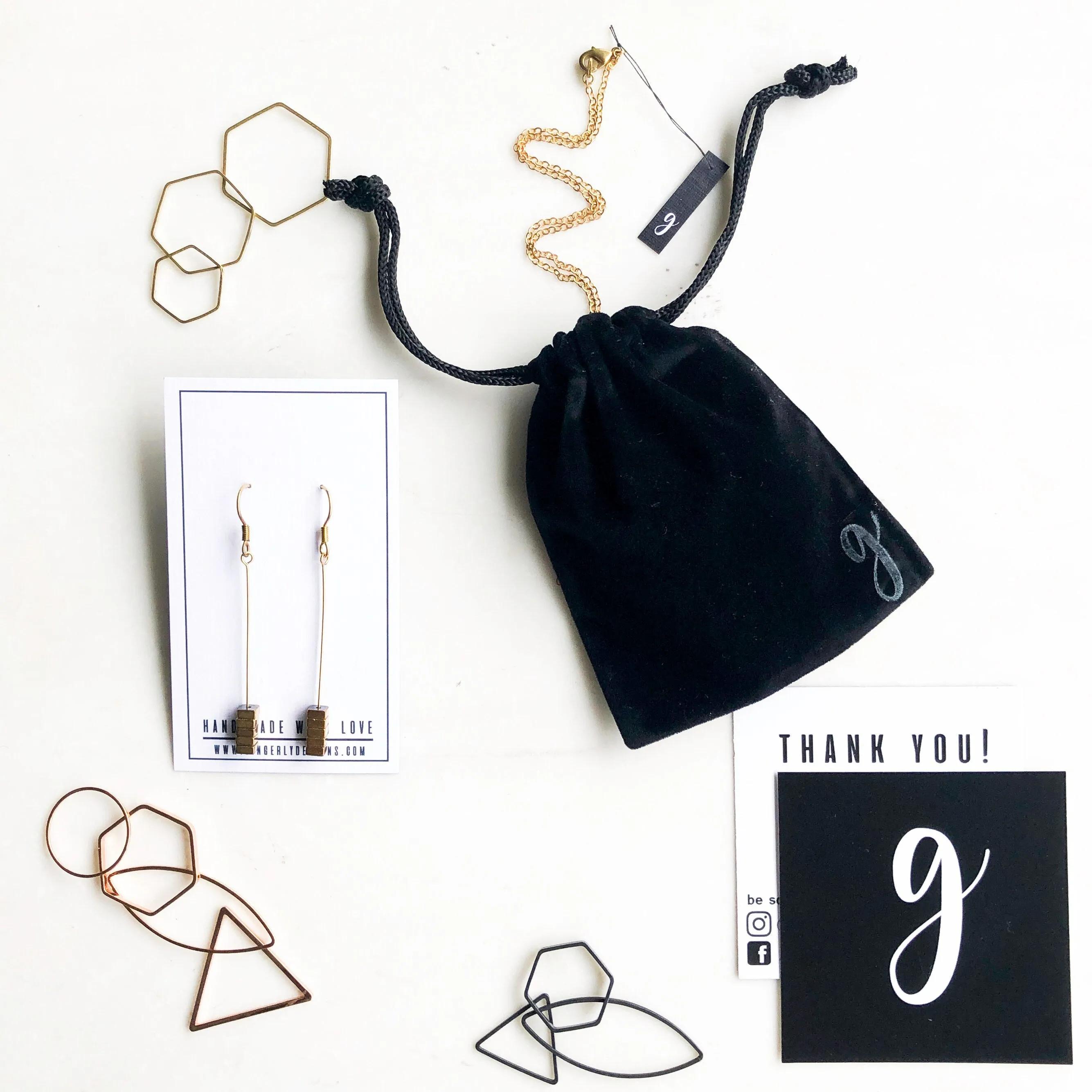 Gold Lariat Necklace with Drop