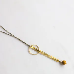 Gold Lariat Necklace with Drop
