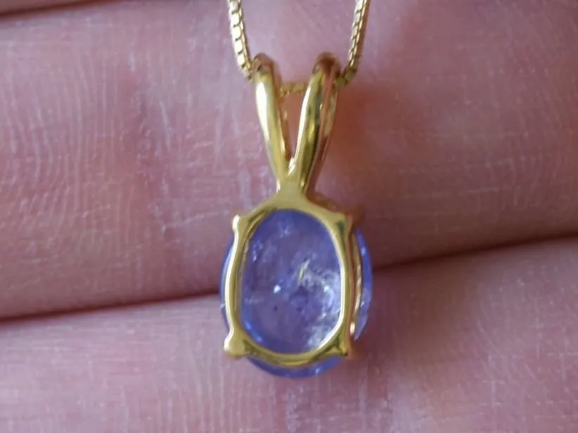 Gold Tanzanite Pendant - Natural Tanzanite Necklace, Blue Stone Pendant