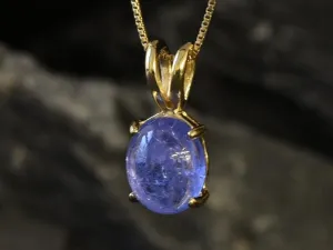 Gold Tanzanite Pendant - Natural Tanzanite Necklace, Blue Stone Pendant