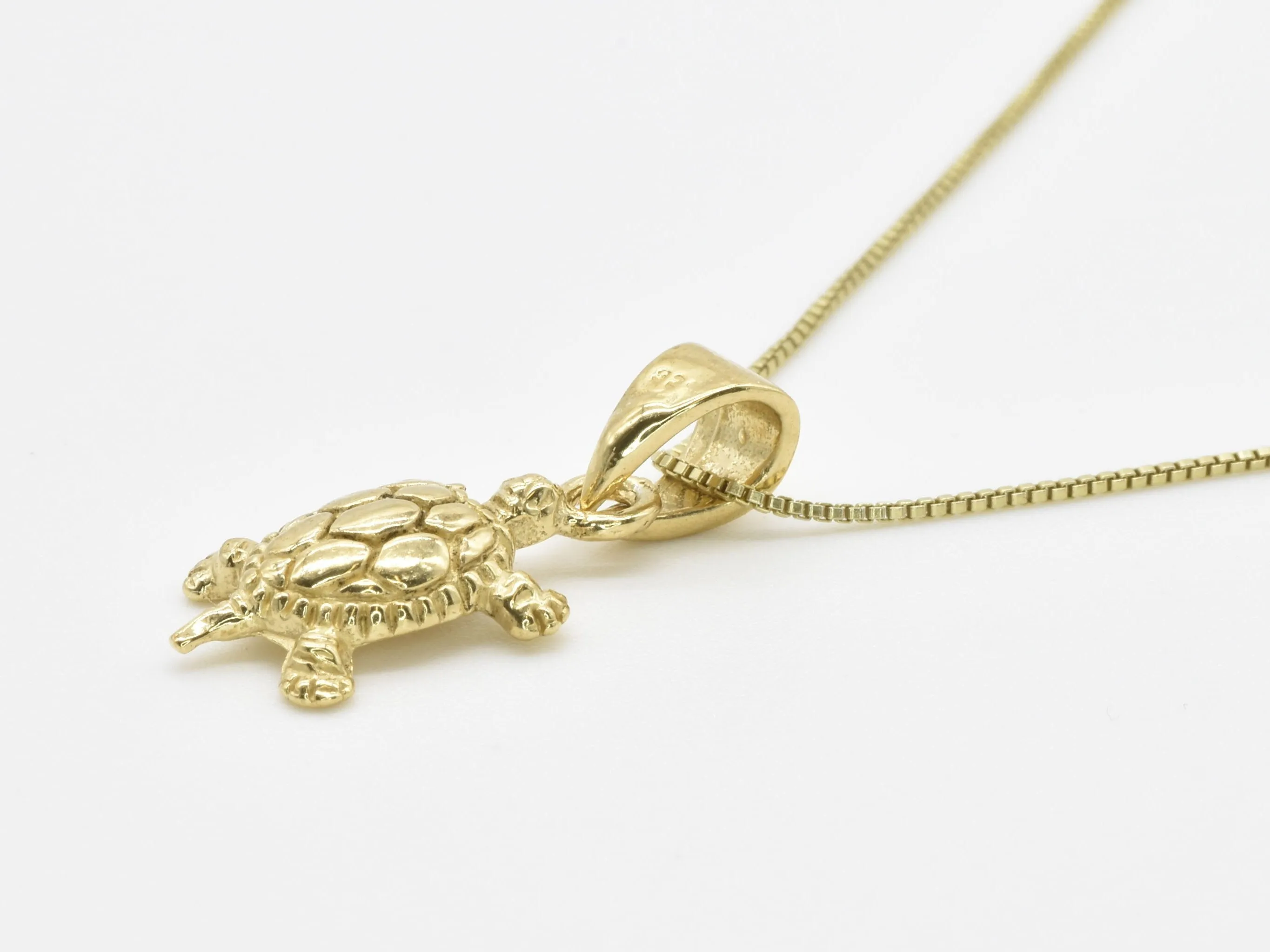 Gold Turtle Pendant - Small Turtle Necklace, Animal Lover Gold Pendant