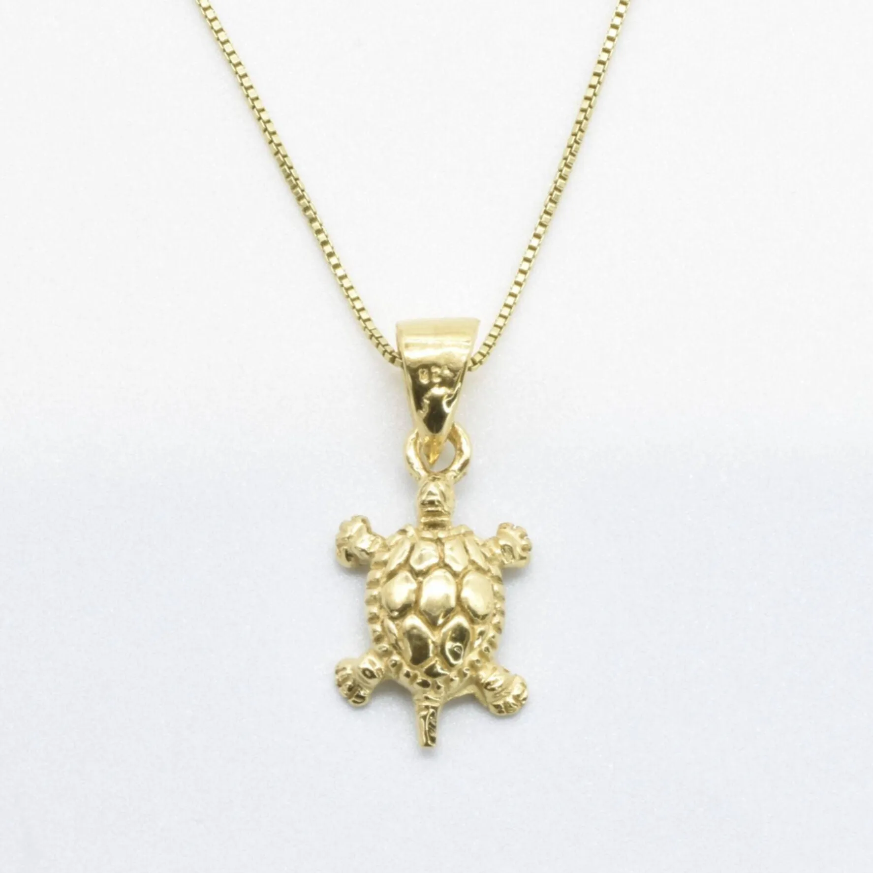 Gold Turtle Pendant - Small Turtle Necklace, Animal Lover Gold Pendant